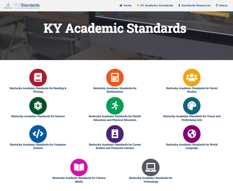 KY Academic Standards webpage